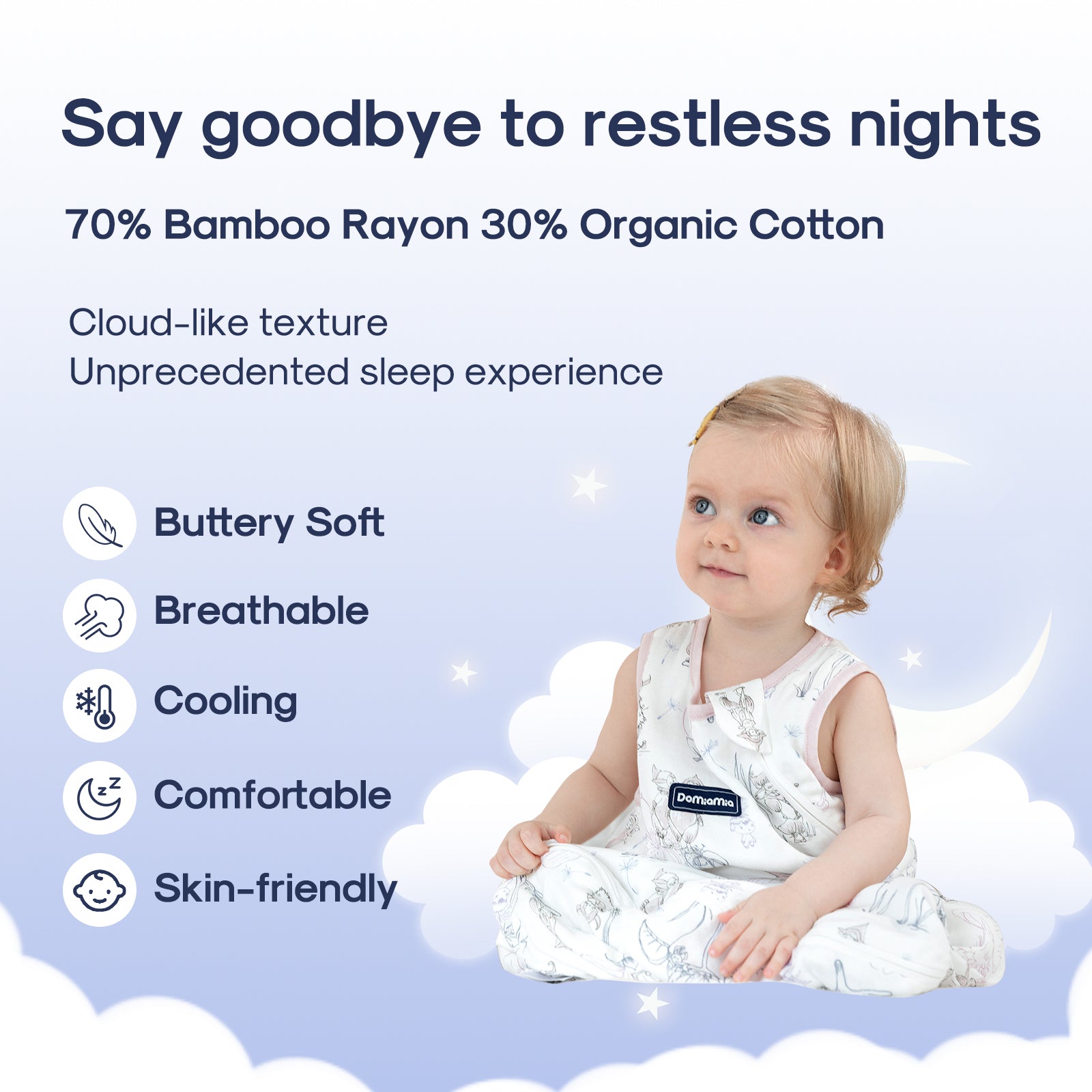 Bamboo & Cotton Blend Baby Sleep Sack 0.6 TOG - Fairy