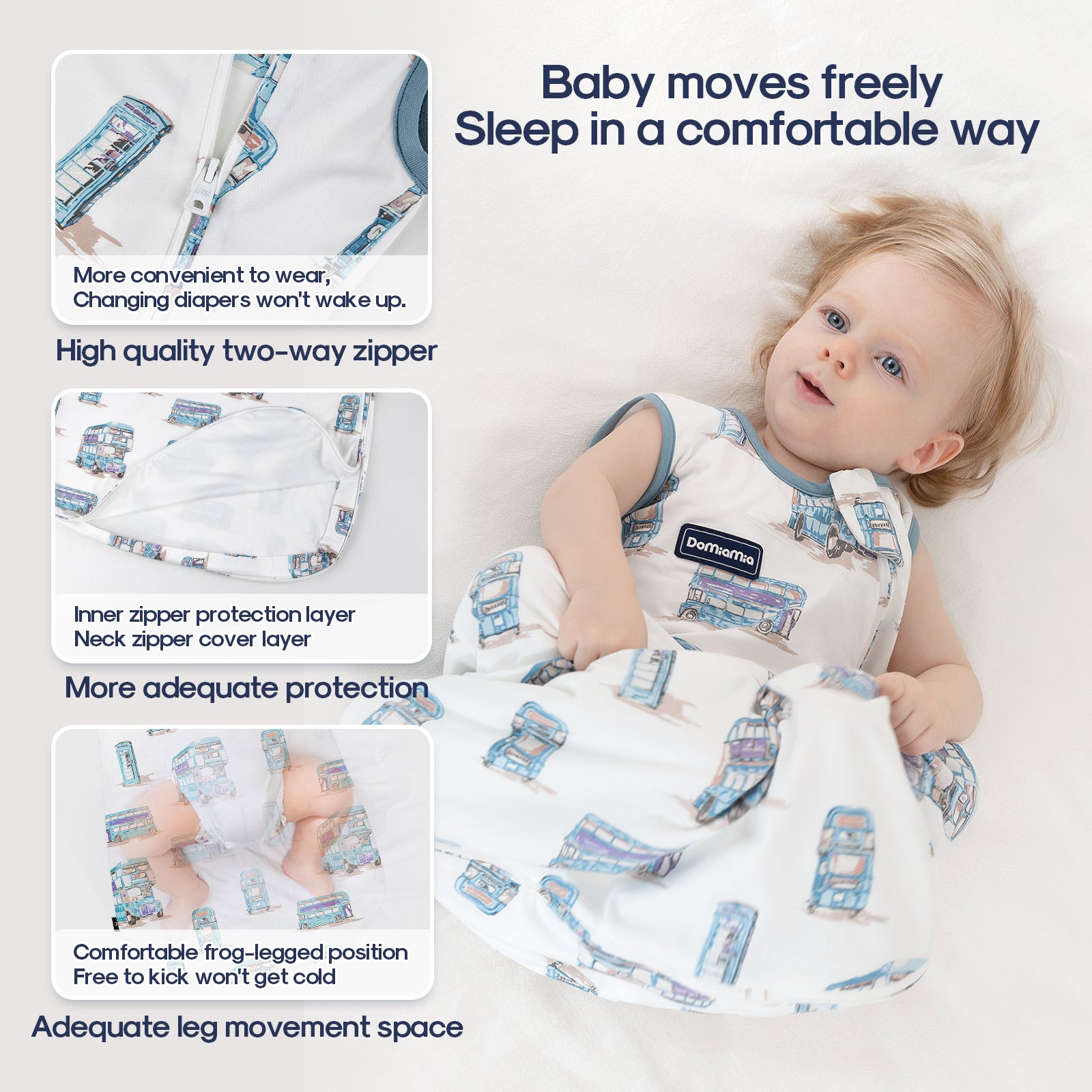 Tensoft Fabric Baby Sleep Sack 1.0 TOG - Double Decker Bus